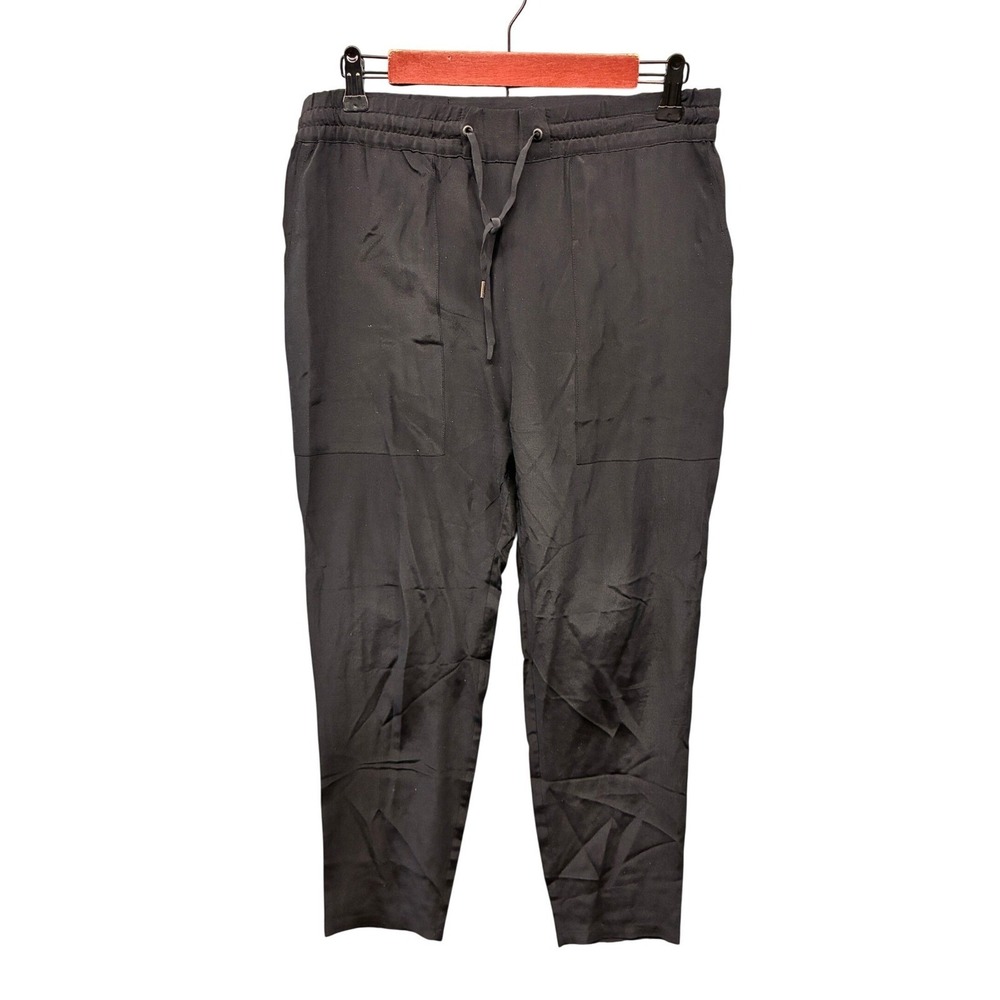AllSaints Junia Silk Drawstring Jogger Trousers Womens 0 Black WP023G Luxury
